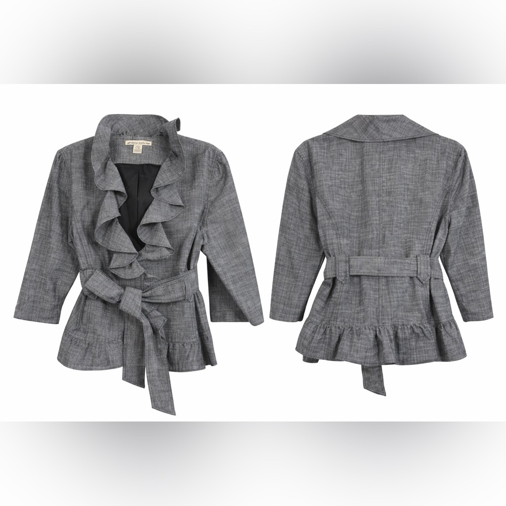 David Brooks Ruffled Chambray Top - Picture 4 of 10
